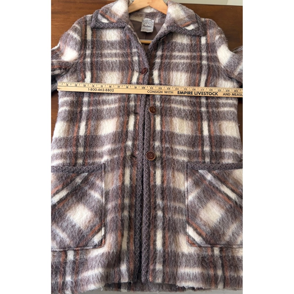 Vintage‎ Marbore France Wool Coat Plaid Size Medium FABULOUS - Picture 9 of 9